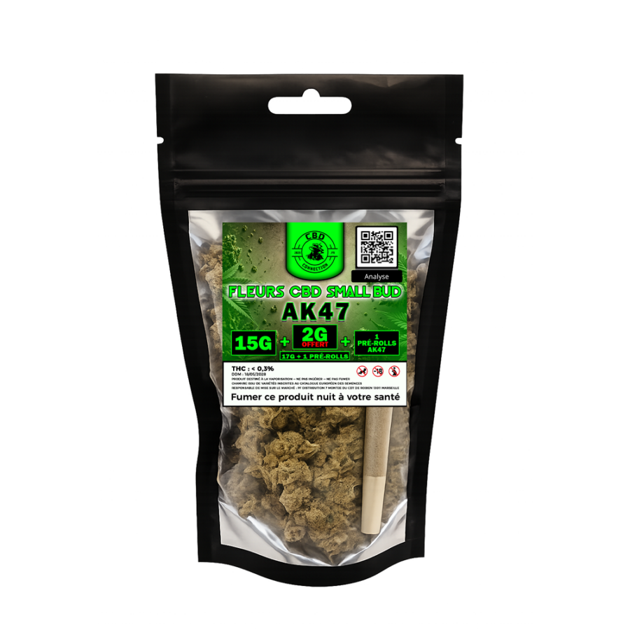 Pochon Fleurs CBD AK47 Small Bud 17g + 1 Prérolls